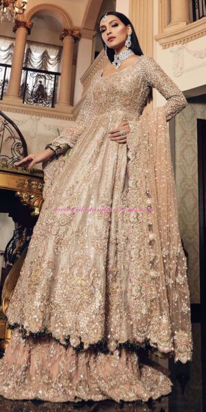 Graceful Gold and Peach Bridal Lehenga Set