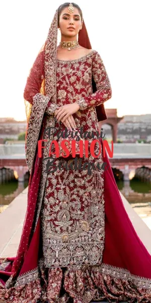 Elegant Maroon Bridal Dress