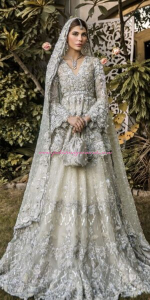 Elegant White Pakistani Bridal Dress